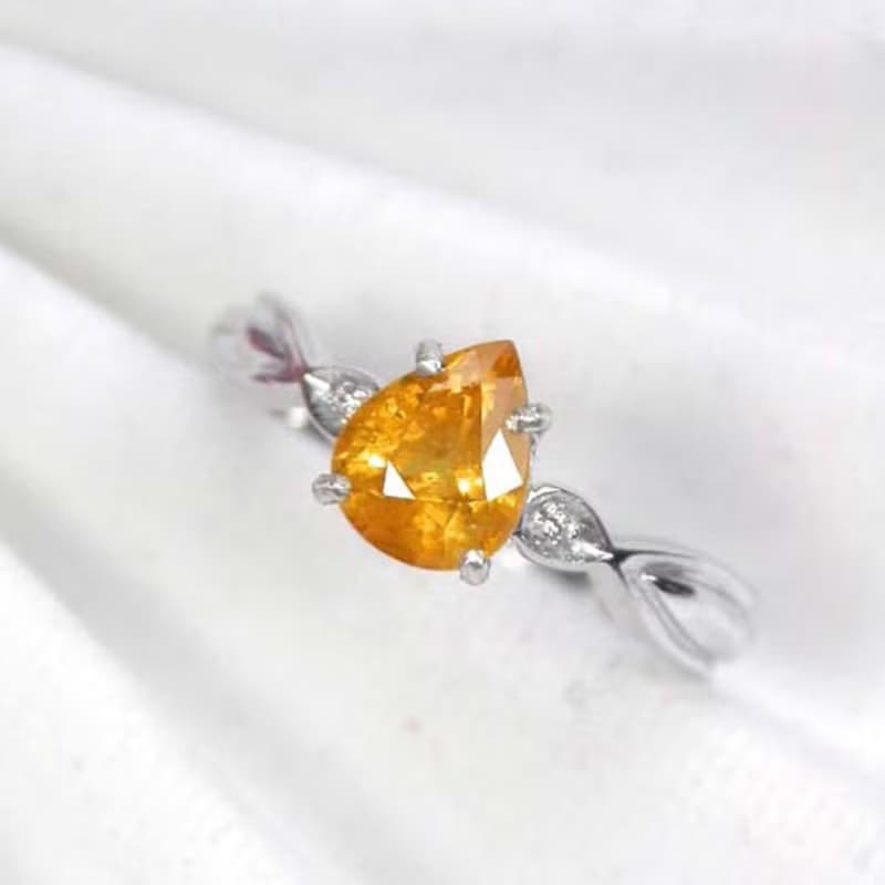 7.5 x 6 Natural yellow golden sapphier ring silver sterling size 7.0 free resize