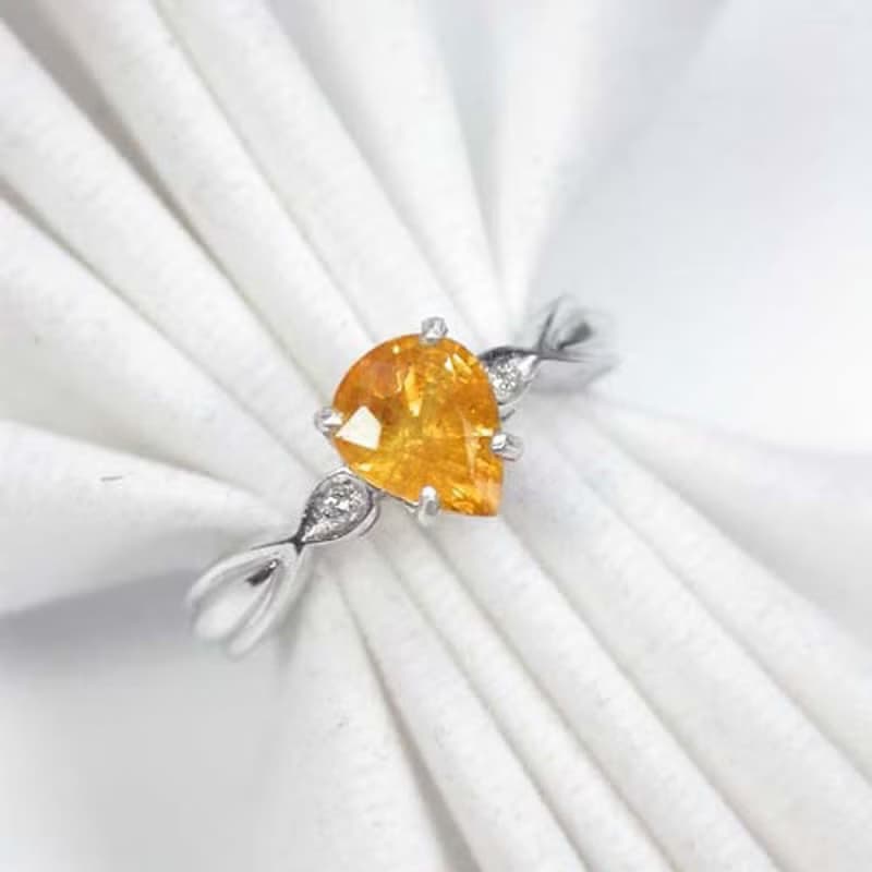 7.5 x 6 Natural yellow golden sapphier ring silver sterling size 7.0 free resize