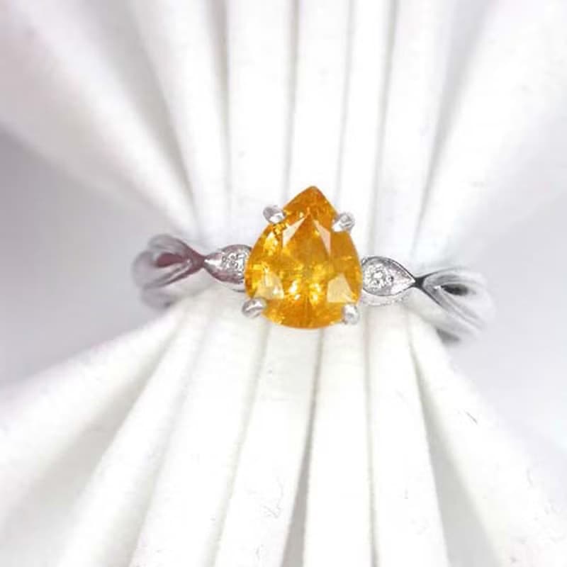 7.5 x 6 Natural yellow golden sapphier ring silver sterling size 7.0 free resize