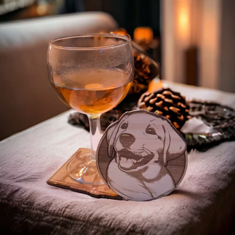 Labrador Retriever Wooden Coaster Set – Dog Breed Themed Wooden Drink Coasters