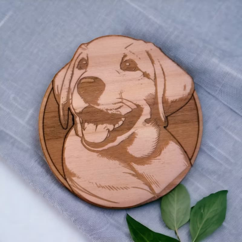 Labrador Retriever Wooden Coaster Set – Dog Breed Themed Wooden Drink Coasters