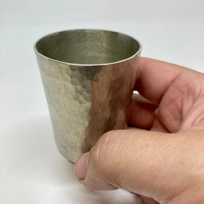 清酒杯/燒酌杯/基本長型純錫杯(小杯),青冶金工手作鍛純錫杯
