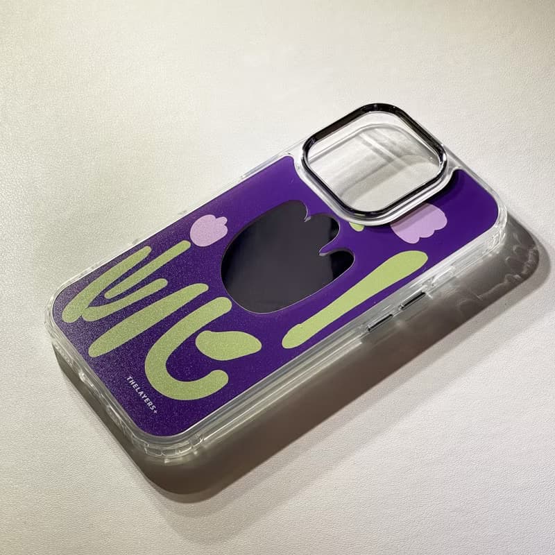 iPhone 16| 紫色玫瑰Blossom鏡面手機殼 | 幾何植物花朵圖案
