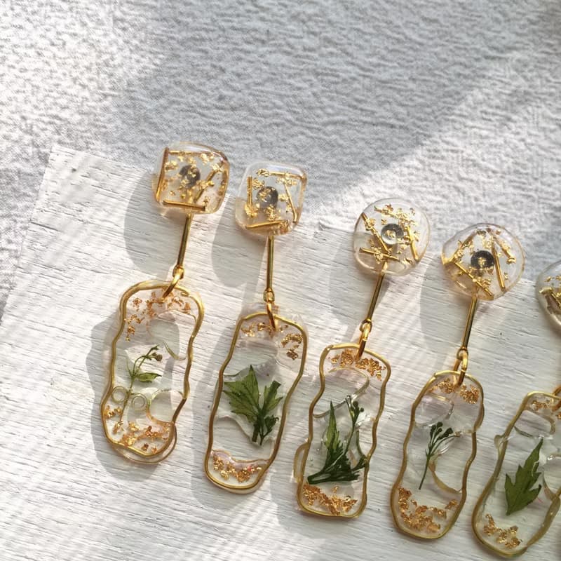 真花耳環-陽- 真花飾品 乾燥花耳環 真花飾物【防敏耳針/耳夾】