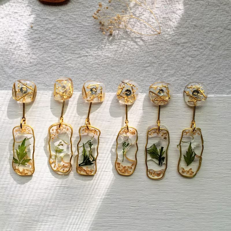真花耳環-陽- 真花飾品 乾燥花耳環 真花飾物【防敏耳針/耳夾】
