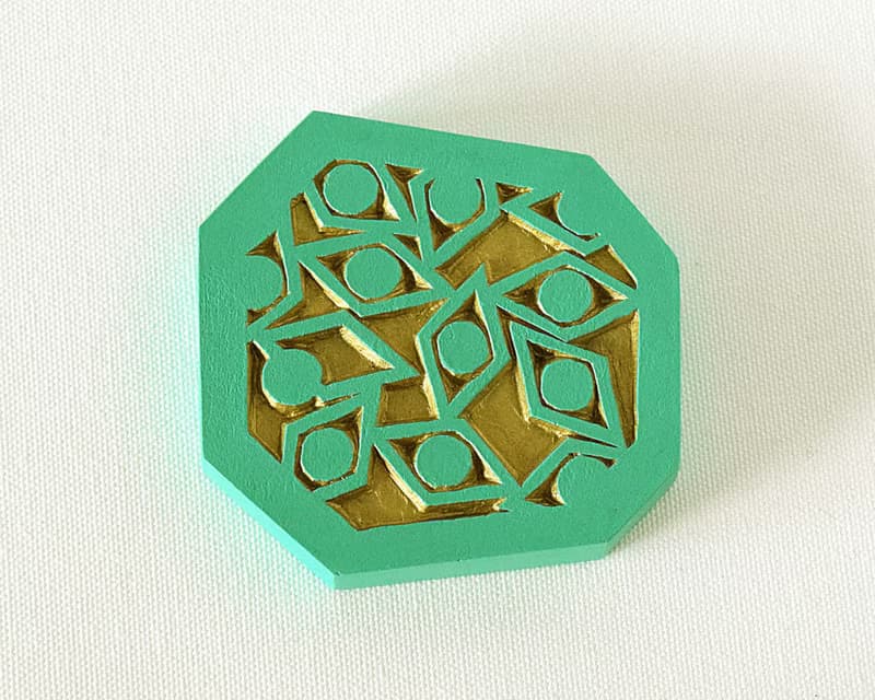 Geometric Hand Mirror Mini (sharp eyes - green)
