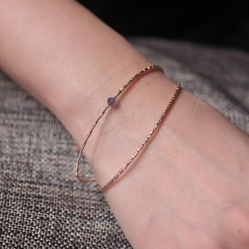 14K 彈性金條寶石手鍊