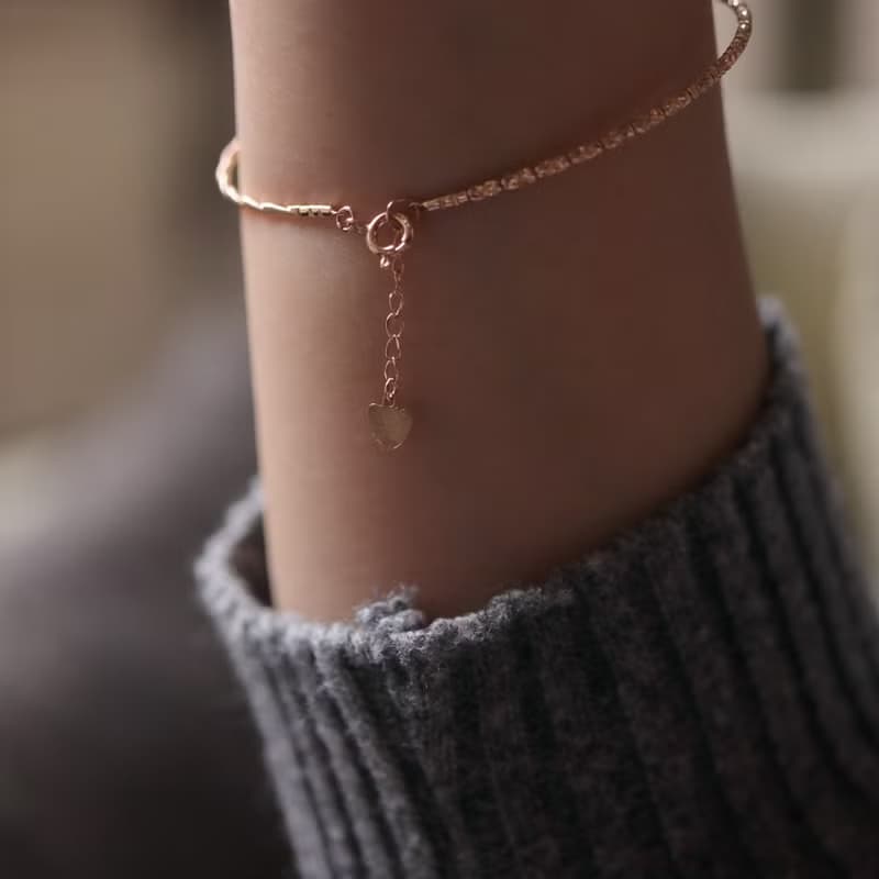 14K 彈性金條寶石手鍊