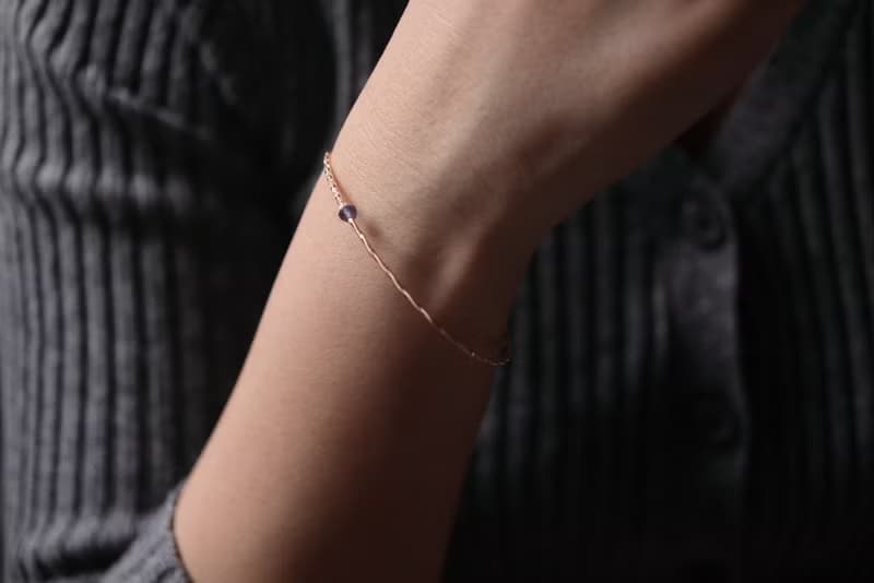 14K 彈性金條寶石手鍊