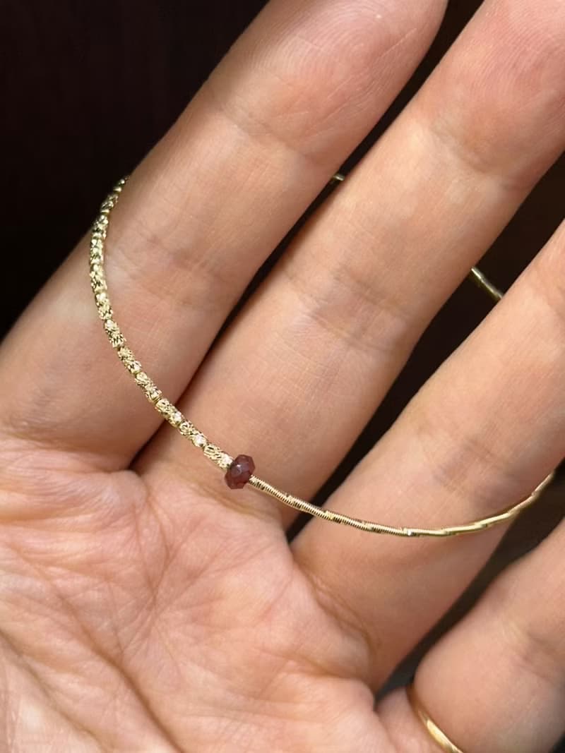 14K 彈性金條寶石手鍊