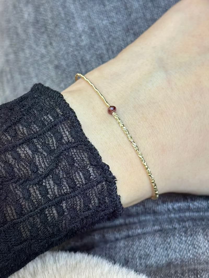 14K 彈性金條寶石手鍊