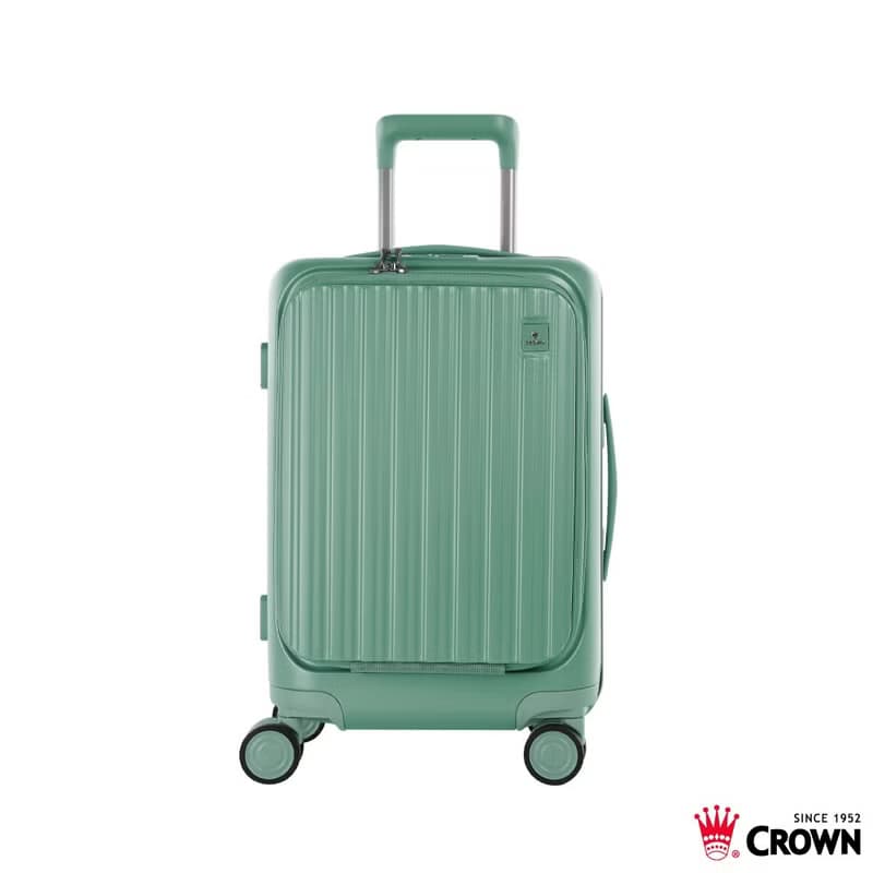 【CROWN】21吋 BOXY 前開框架拉桿箱 登機箱  大地綠