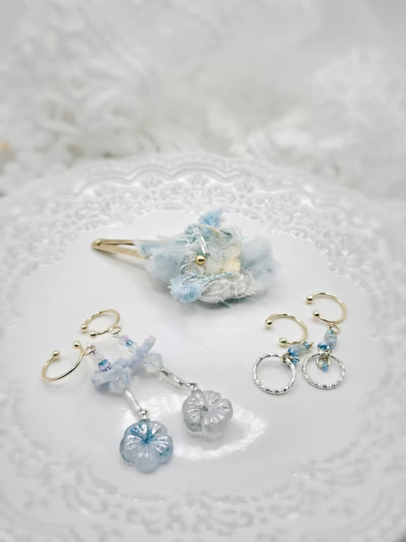 擁雪印記 手作髮夾 串珠 滴膠兩款耳骨夾 印象飾品 | 植椛。飾