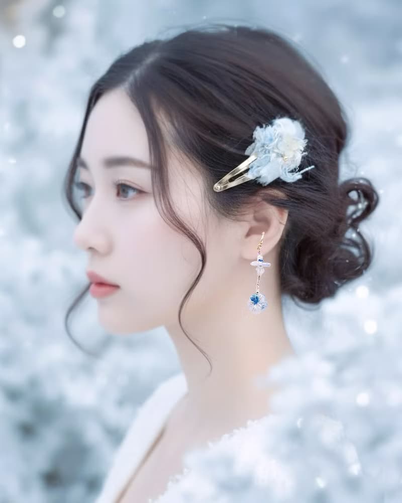 擁雪印記 手作髮夾 串珠 滴膠兩款耳骨夾 印象飾品 | 植椛。飾