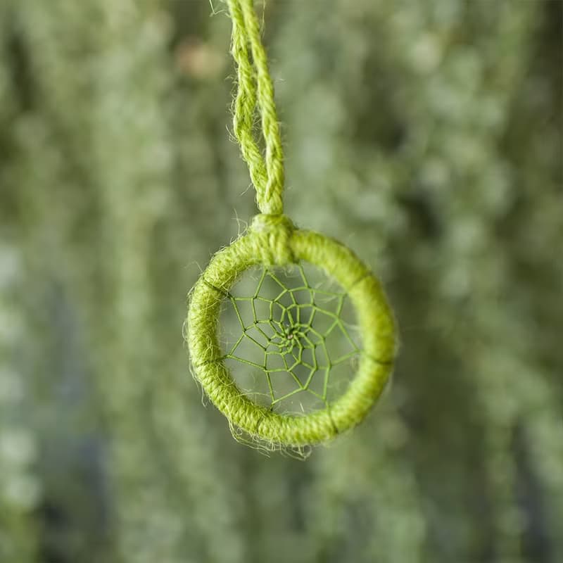純粹青綠 - 麻繩 迷你捕夢網成品 - 森林系 包包吊飾 交換禮物