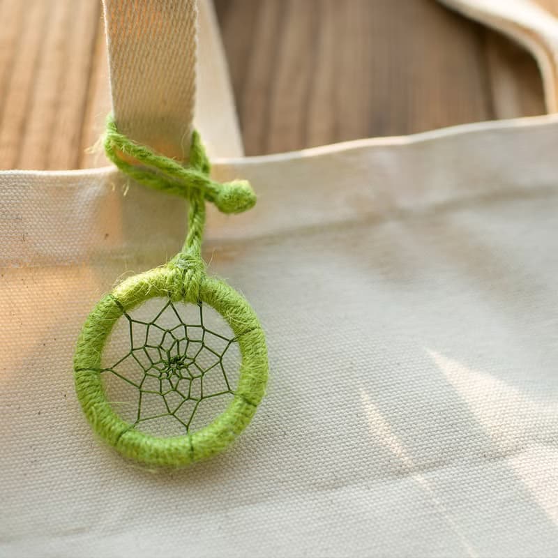 純粹青綠 - 麻繩 迷你捕夢網成品 - 森林系 包包吊飾 交換禮物