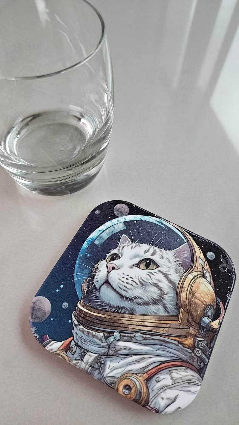 太空貓-陶瓷杯墊-動物奇幻系列