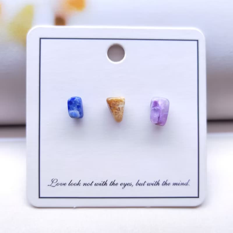 青金石菊化玉化石紫龍晶耳釘混搭多寶碎石珊瑚玉拼色迷你耳骨釘
