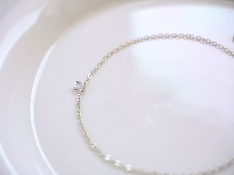 SV925/14KGF 裸.單鑽手鍊/腳鍊 施華洛世奇水晶 Swarovski 可碰水