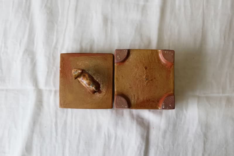 茶葉褐 小貓陶盒