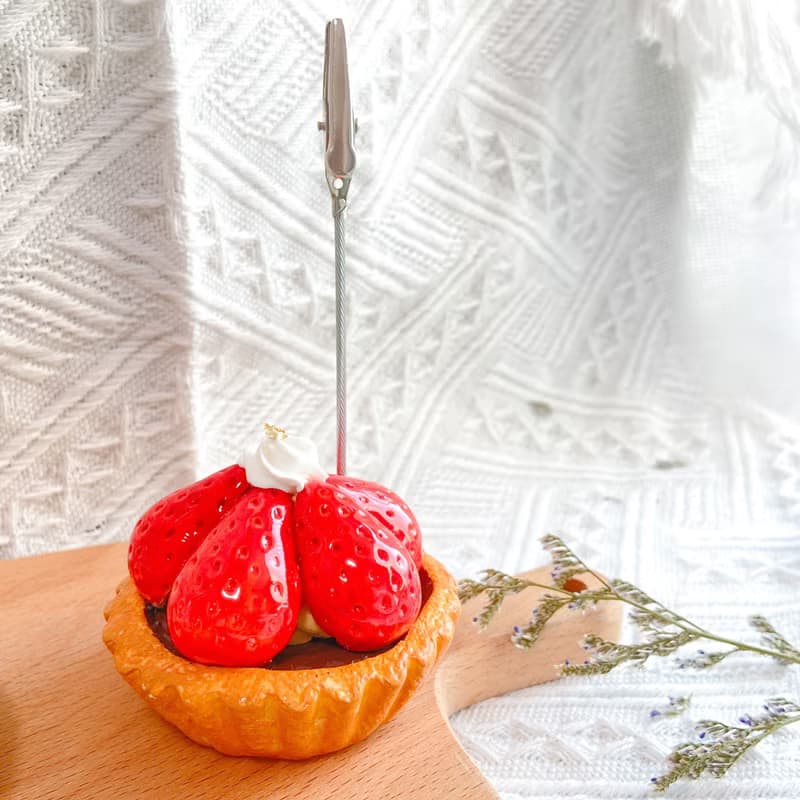 【法式】甜品 | 草莓朱古力撻便利貼座 | 食物飾物 | 微縮飾物