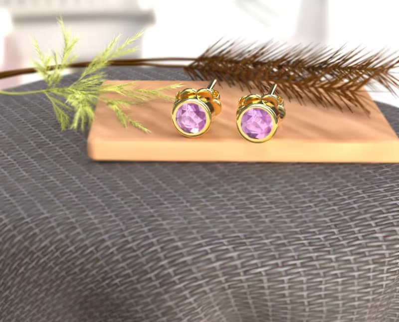 Genuine, 4mm. Natural Pink Sapphire Earrings in Sterling Silver  Stud Earrings