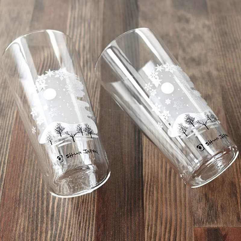 冷感雪結晶タンブラーペアセット　温度で色が変わる季節を楽しむ器