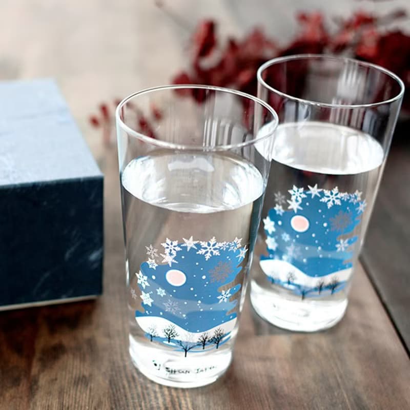 冷感雪結晶タンブラーペアセット　温度で色が変わる季節を楽しむ器