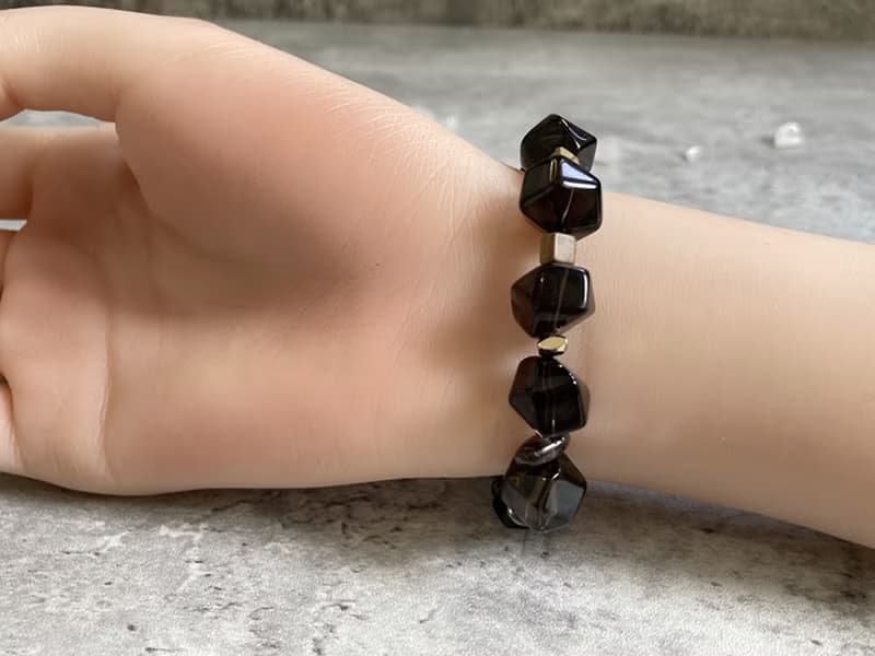 【電報裡的摩斯密碼－同生之約。手鍊】茶晶、木紋石、茶黃晶