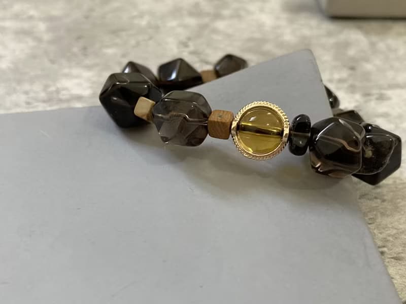 【電報裡的摩斯密碼－同生之約。手鍊】茶晶、木紋石、茶黃晶