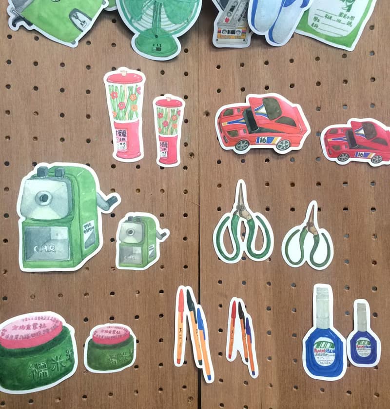 防水特大貼紙-電器文具(13入) 台灣味 復古 行李箱貼紙