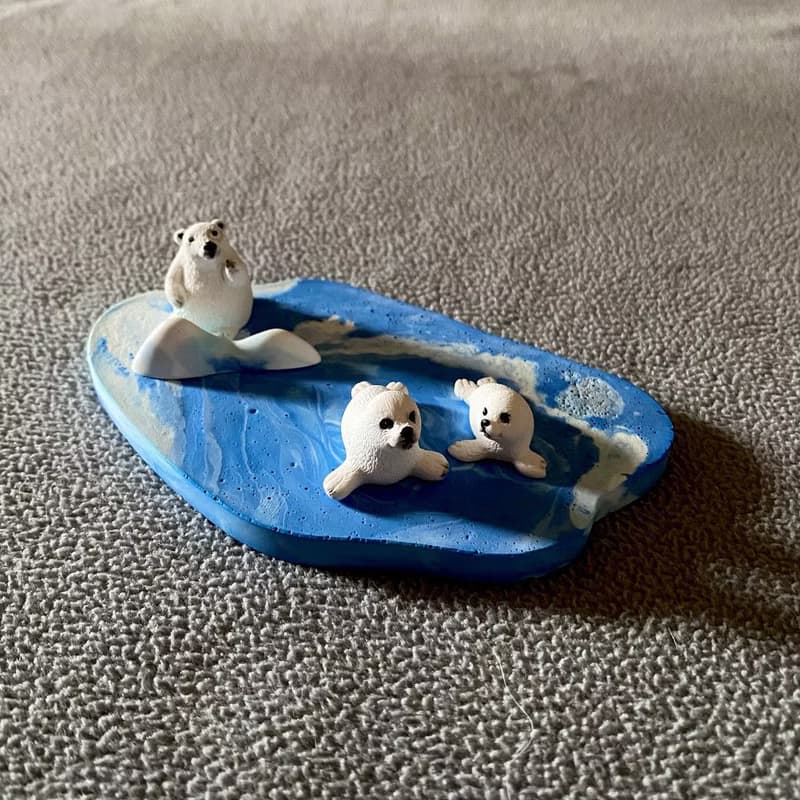 【療癒小物】北極熊與海豹的冰山一角 I 擴香石擺飾