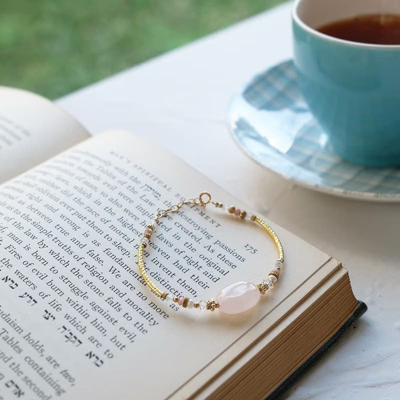 經典大寶石  - 黃銅粉晶手鍊