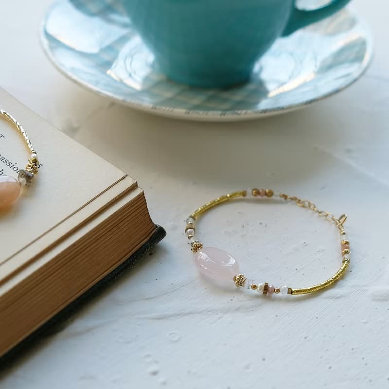 經典大寶石  - 黃銅粉晶手鍊