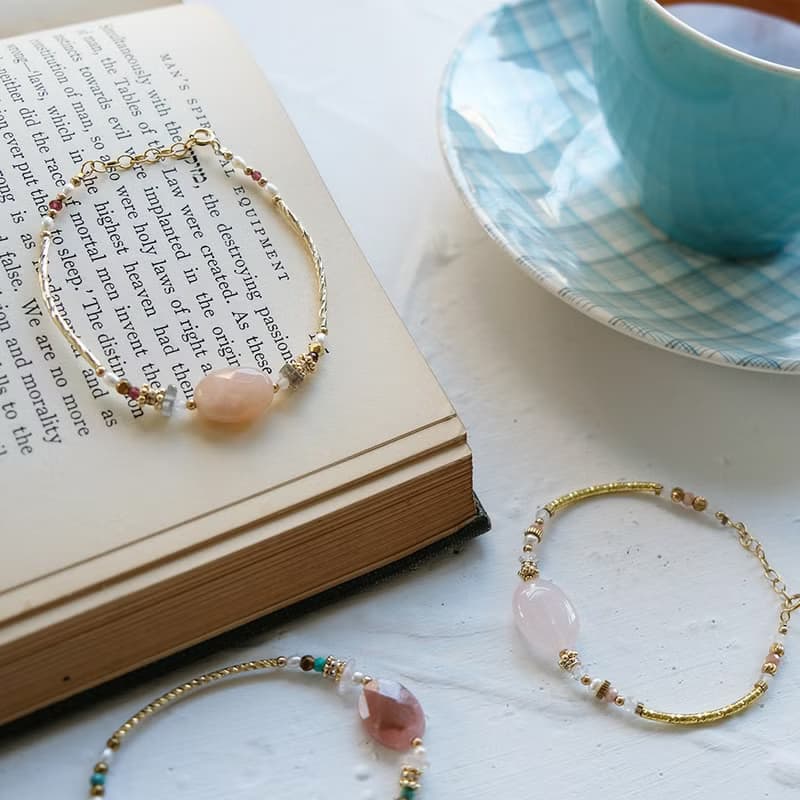 經典大寶石  - 黃銅粉晶手鍊