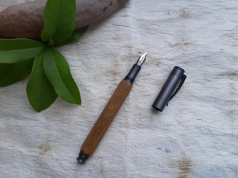 綠檀木 原木 手工筆 鋼筆 六角型