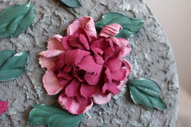 Peonies 3d painting, textured floral wall art, sculpture painting