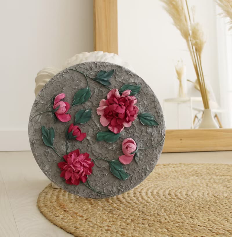 Peonies 3d painting, textured floral wall art, sculpture painting