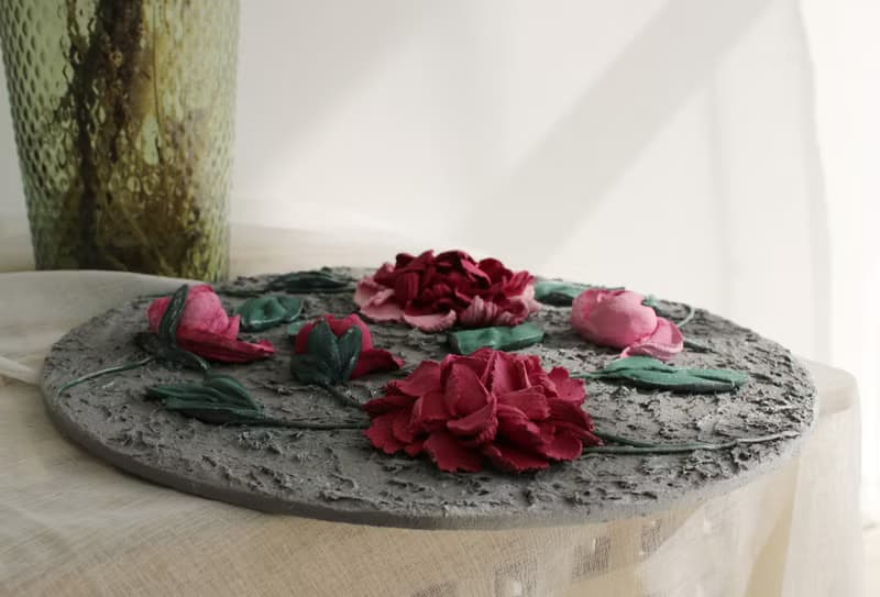 Peonies 3d painting, textured floral wall art, sculpture painting