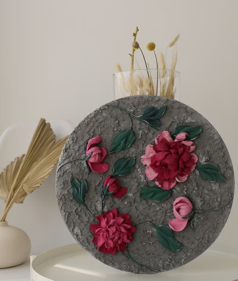 Peonies 3d painting, textured floral wall art, sculpture painting