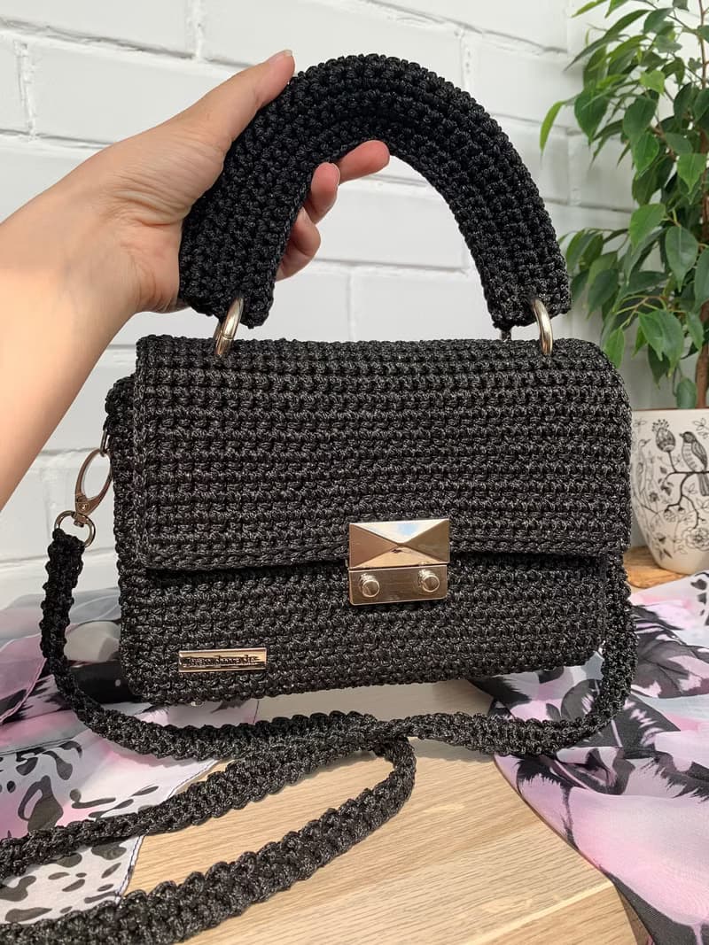 Designer crochet handbag Evening shoulder bag Cute crossbody bag Crocheted bag