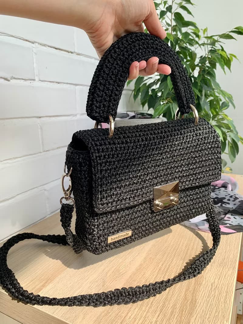 Designer crochet handbag Evening shoulder bag Cute crossbody bag Crocheted bag