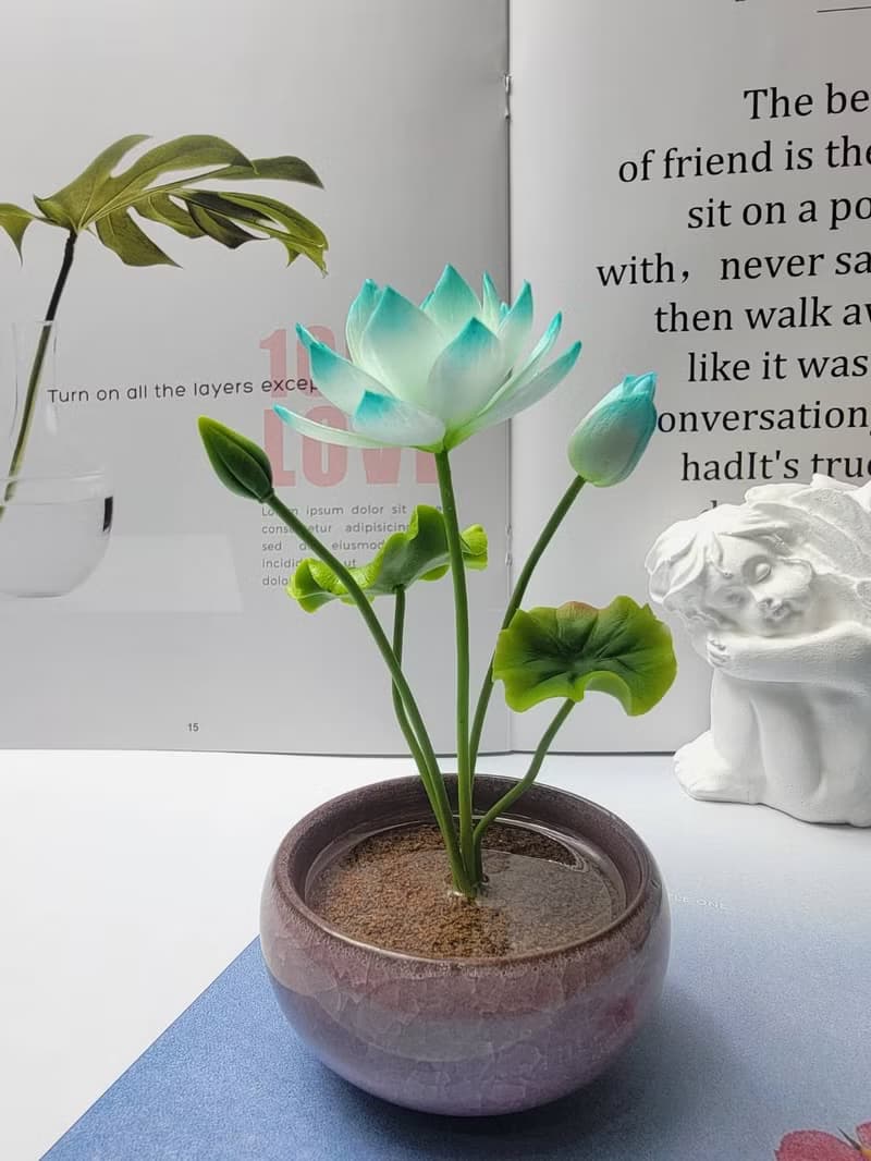 冷瓷土/黏土花藝-荷花小盆栽/送禮