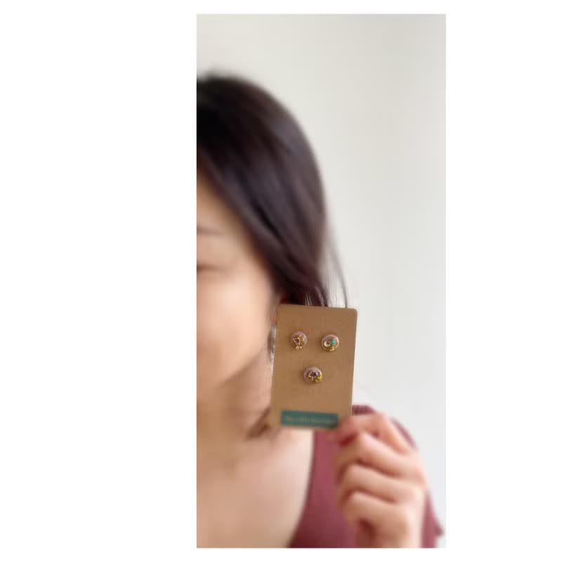 魔法封印 | 小巧感樹脂耳飾 | 穿式 | pierced | 一組三入