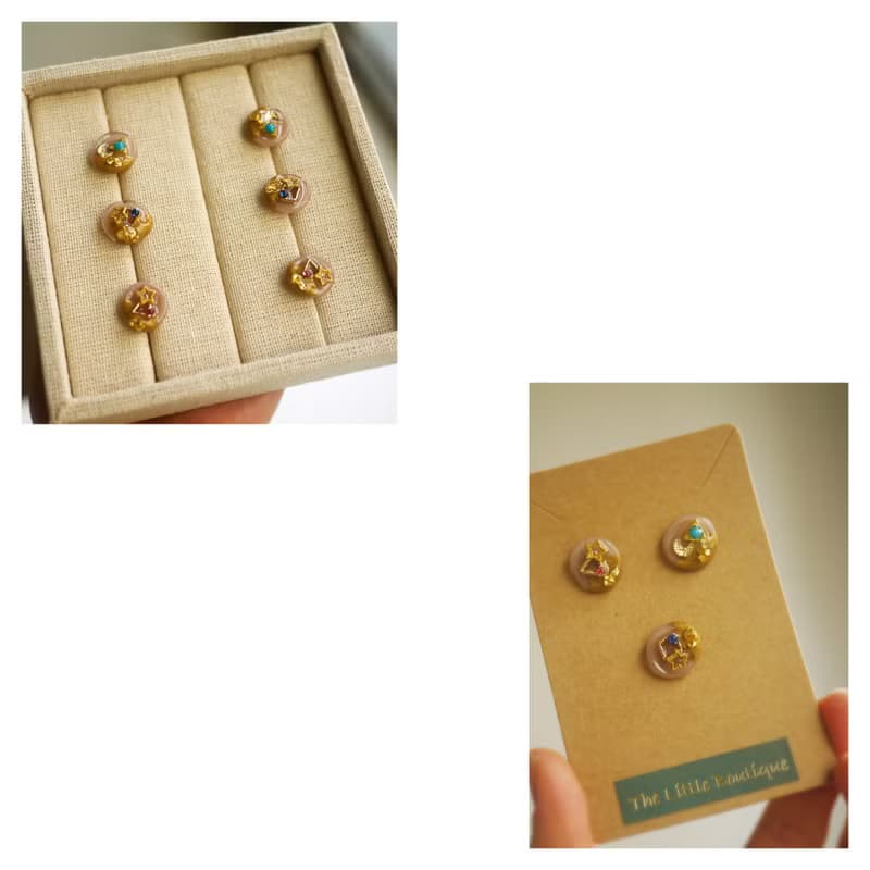 魔法封印 | 小巧感樹脂耳飾 | 穿式 | pierced | 一組三入