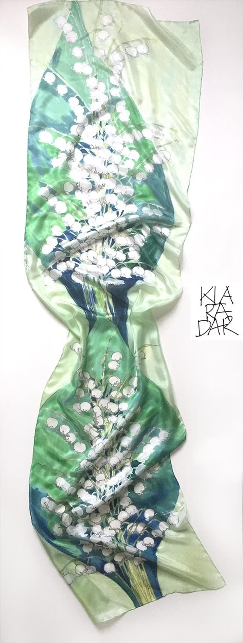 Silk Scarf Lily of The Valley/ Hand painted scarf