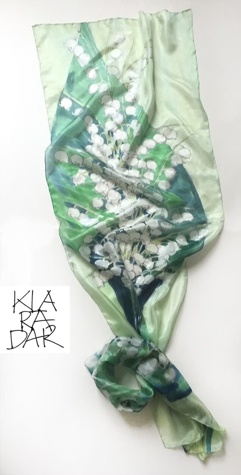 Silk Scarf Lily of The Valley/ Hand painted scarf