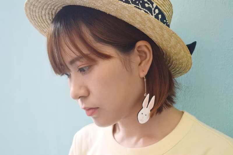 森林童話 兔子先生與胡蘿卜長款手繪不對稱耳環耳夾 手繪木製 