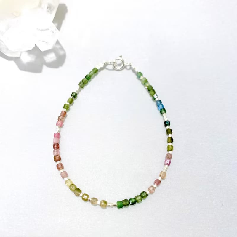 Ops Tourmaline Gemstone Silver-碧璽/純銀/手鍊/限定/方糖/手鍊