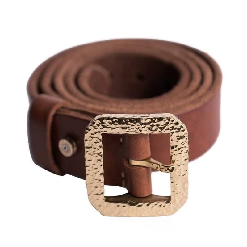 手工錘打實心黃銅扣 男士真皮皮帶腰帶3.8寬